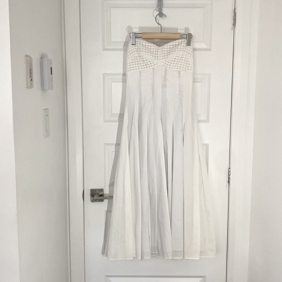 CATHERINE MALANDRINO - Midi dress white skater style strapless size 6 - Picture 2 of 6